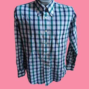 Vintage Oxford Shirt Medium Gant Mens Green Blue Plaid Button-Down 16-35 Medium